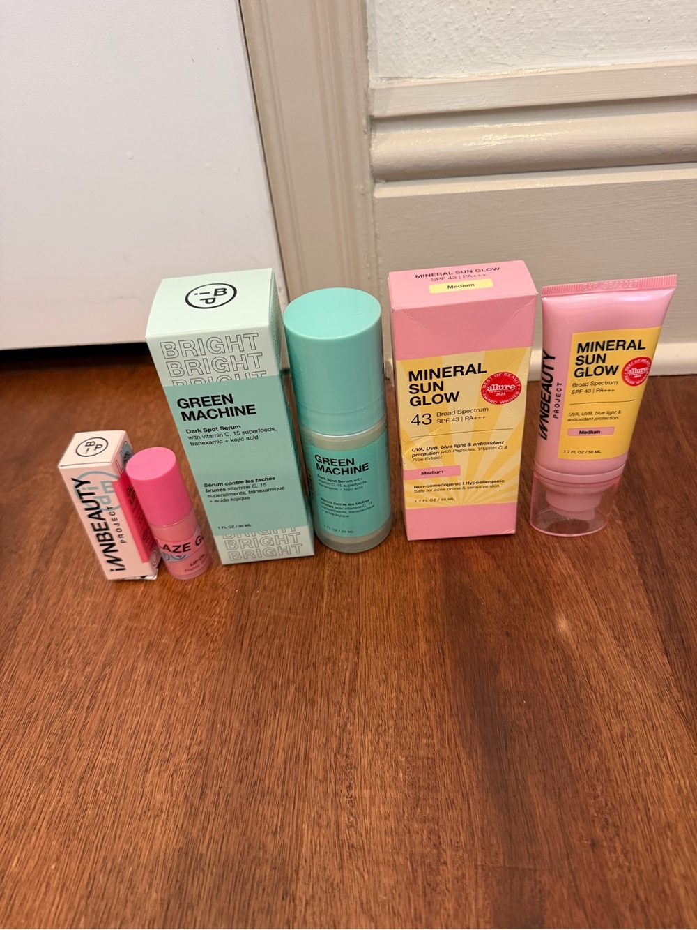 In beauty lip gloss, green machine, mineral sun gloss